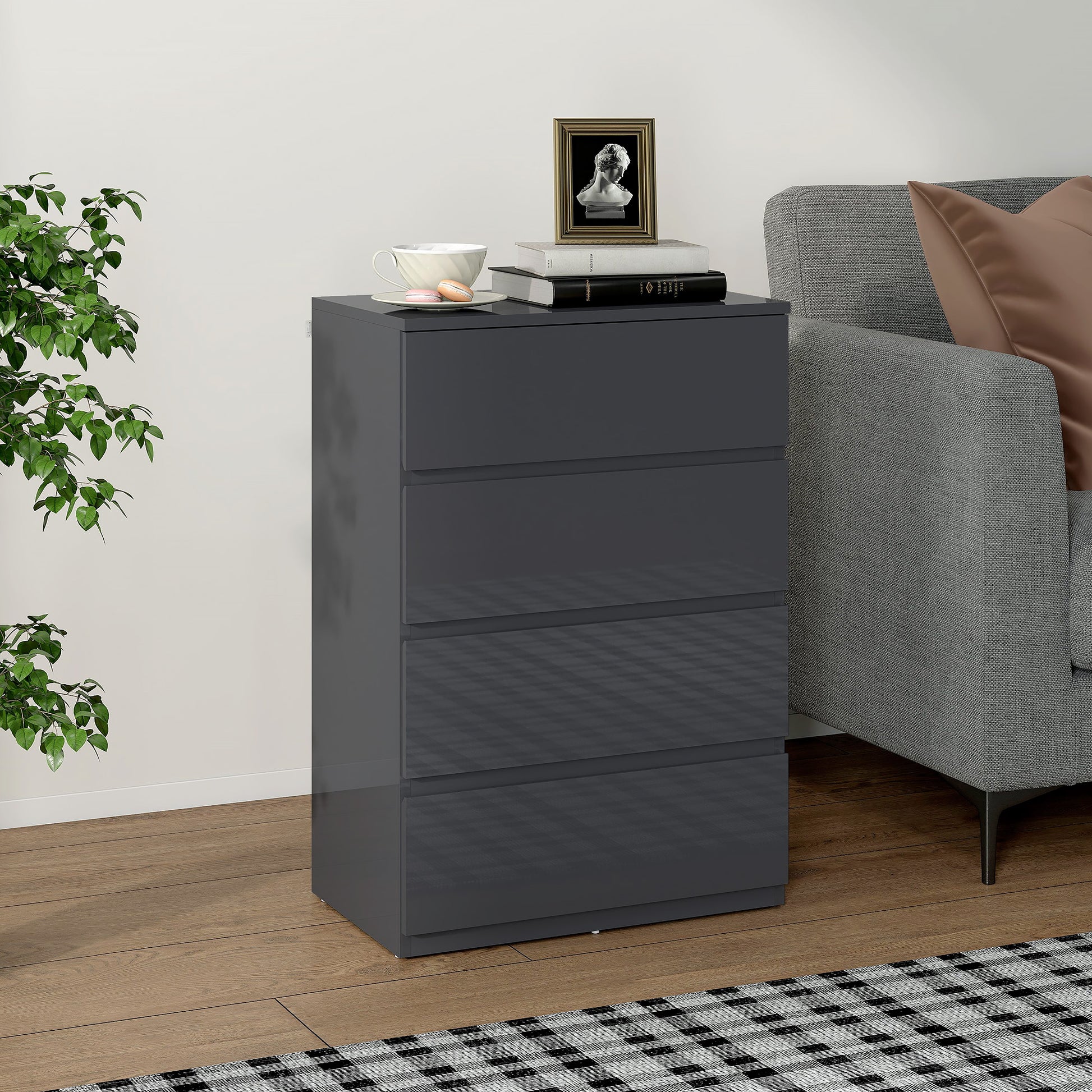High Gloss Chest of Drawers Grey