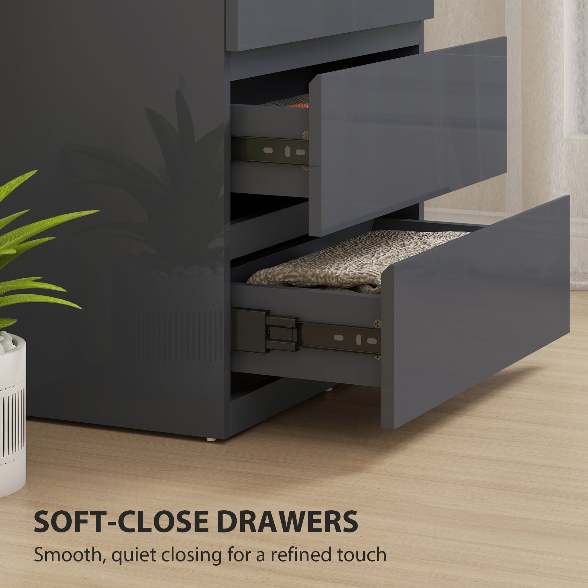 High Gloss Chest of Drawers Grey