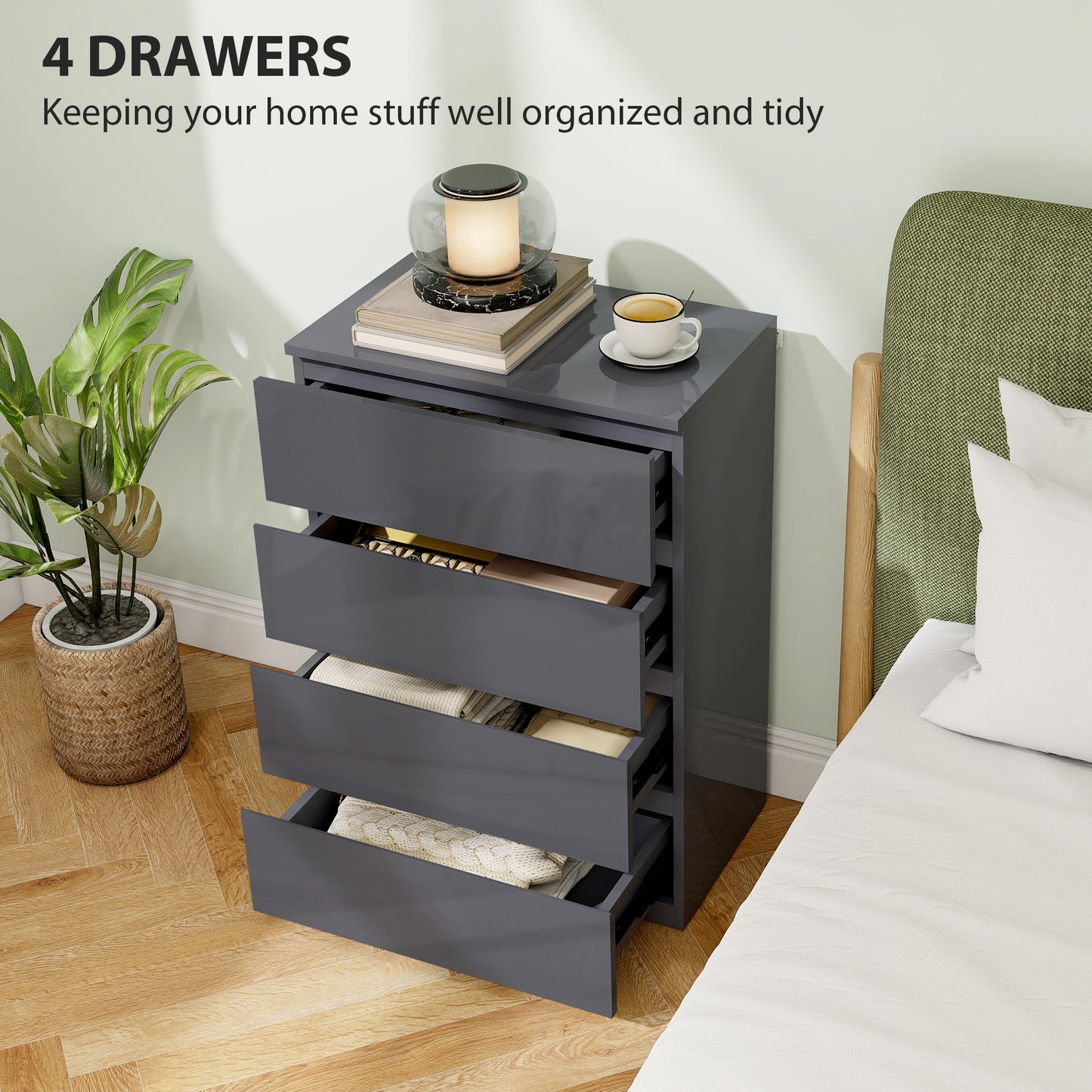 High Gloss Chest of Drawers Grey