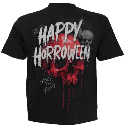 Happy Horroween T-Shirt Black Halloween Killer Clown Graphic 100% Cotton Tee