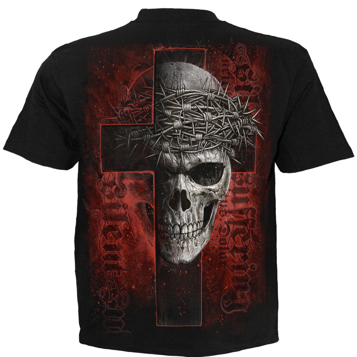 Silent Suffering T-Shirt Black Religious Art Graphic 100% Cotton Tee Skull Gothic