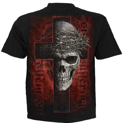Silent Suffering T-Shirt Black Religious Art Graphic 100% Cotton Tee Skull Gothic