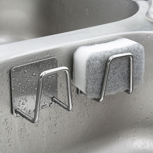 Metal hooks with a sponge on a wet surface