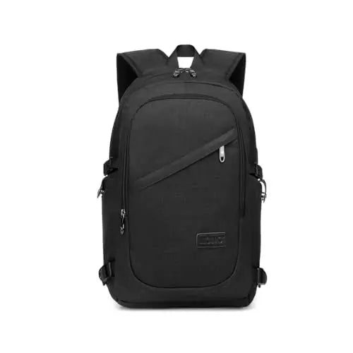 Black backpack on a white background