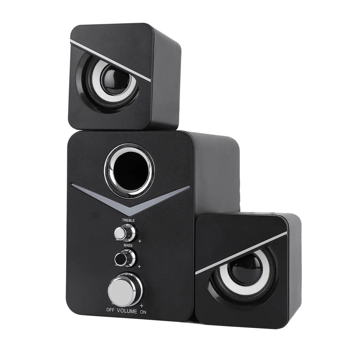 LED Computer Speakers on a White Background