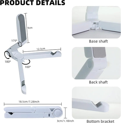 Product details of a flexible arm with measurements and design elements.
