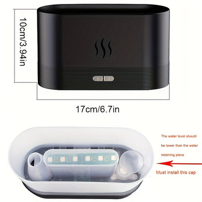 Black electronic device with dimensions and water level indicator shown on a white background