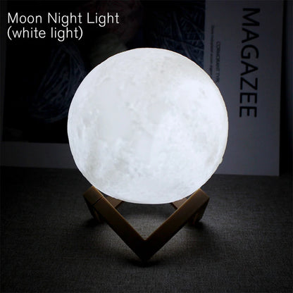 Moon night light emitting white light on a dark background