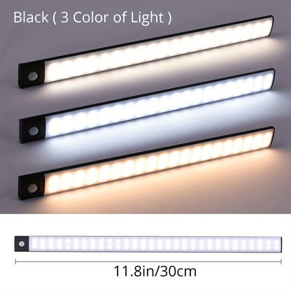Three LED light bars with different color temperatures on a gray background, labeled 'Black (3 Color of Light)'.