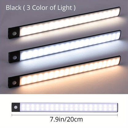 Three LED light bars with different color temperatures on a gray background, labeled 'Black (3 Color of Light)'.