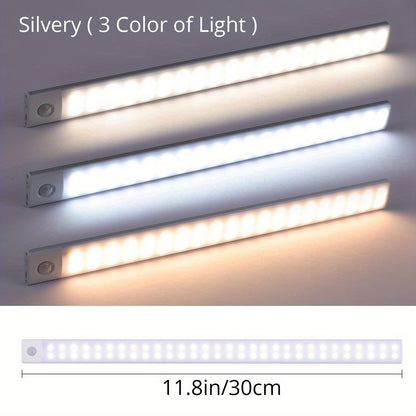 Three LED light strips with different color temperatures on a gray background.
