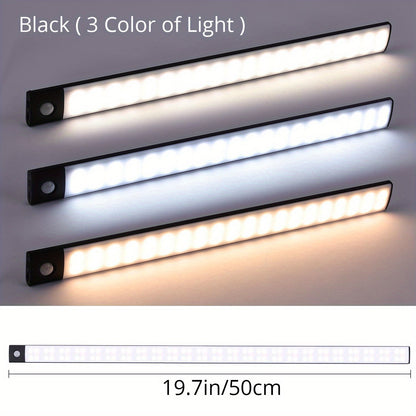 Three LED light bars with different color temperatures on a gray background, labeled 'Black (3 Color of Light)'.