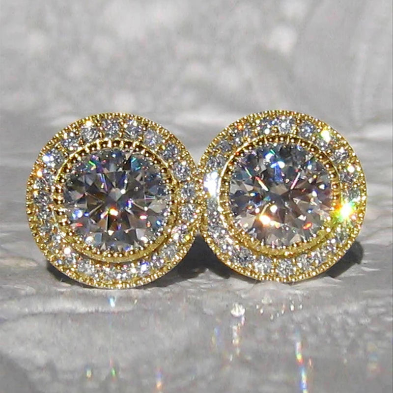 Ladies Round CZ Earrings
