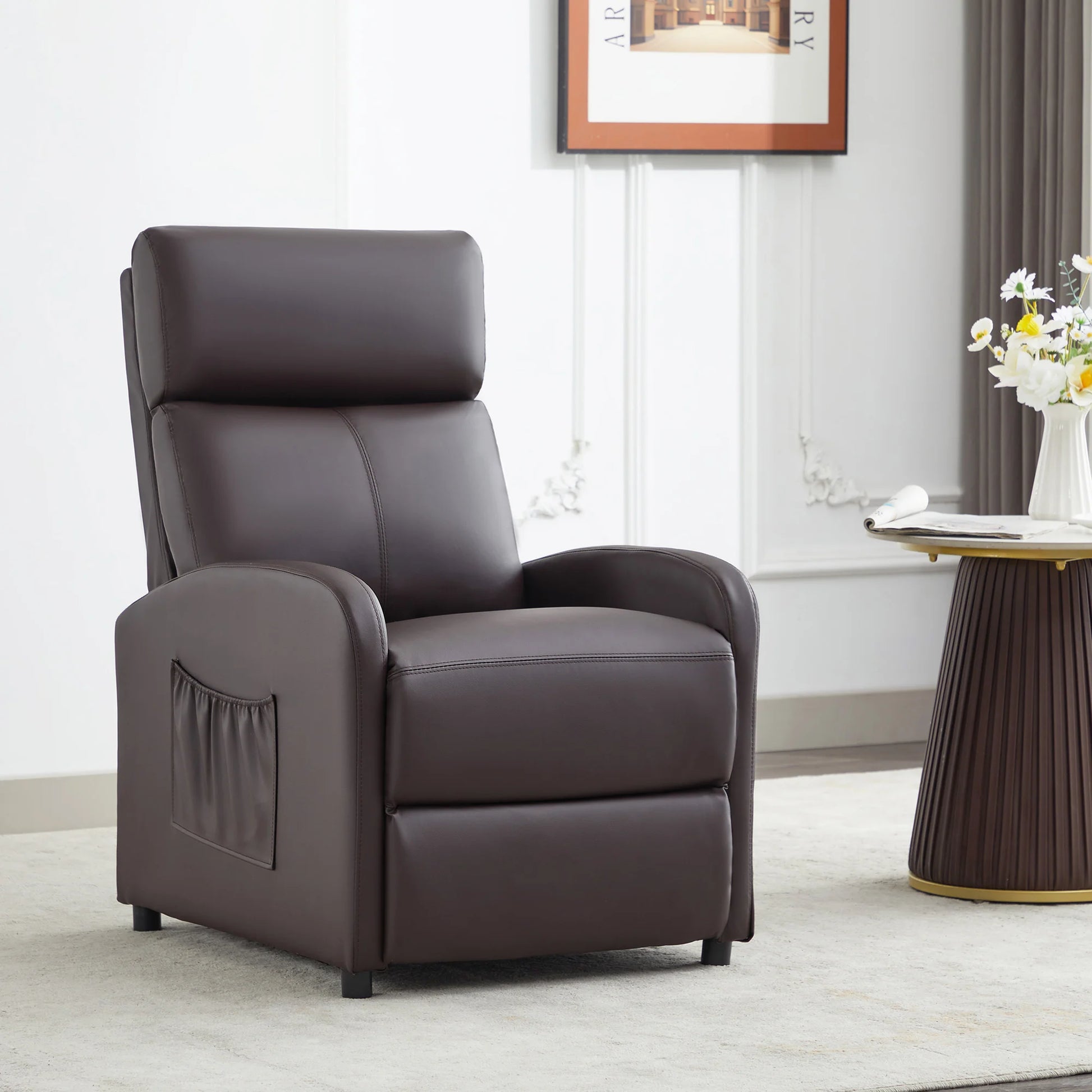 Brown Leather Recliner Chair