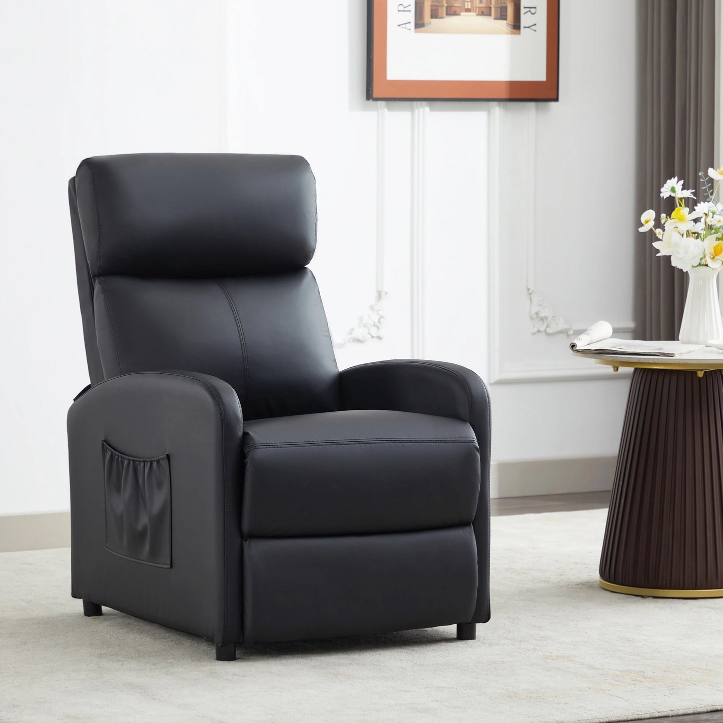 Black Leather Recliner Chair