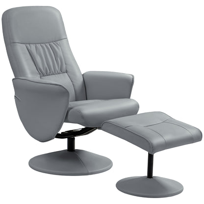 Gray recliner chair with ottoman on a white background