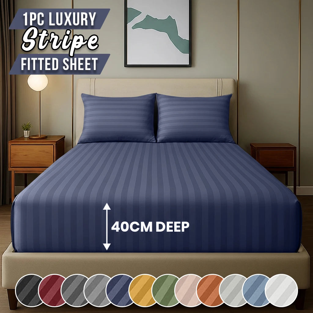 Striped Fitted Bed Sheet