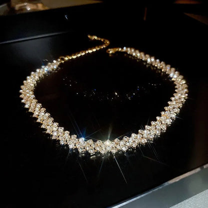 Silver Rhinestone Choker Necklace
