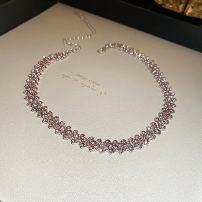 Pink Rhinestone Choker Necklace