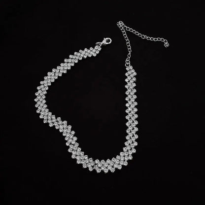 Silver Rhinestone Choker Necklace