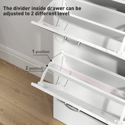 Drawer divider with adjustable positions shown on a wooden floor.