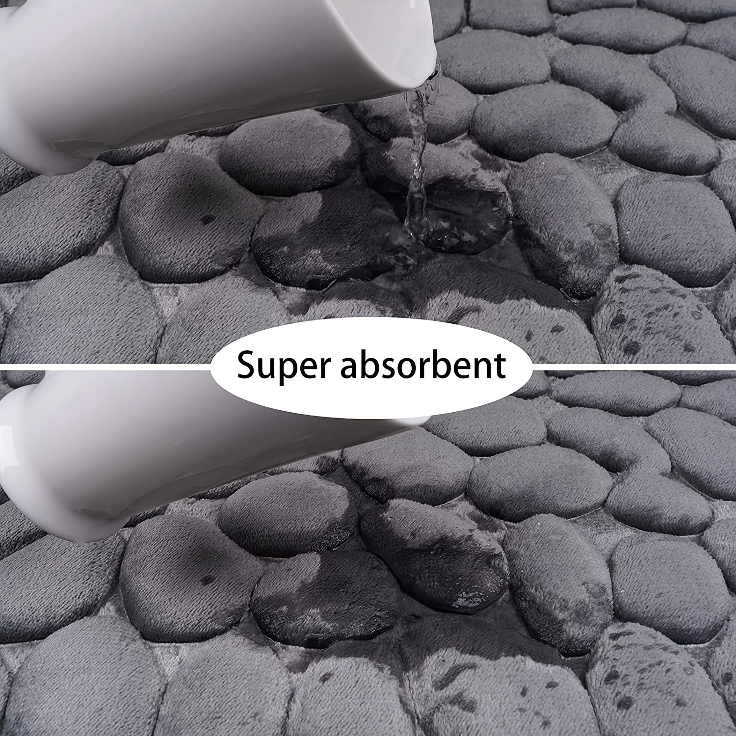 Super absorbent material absorbing water on a textured surface