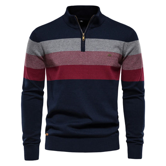 Mens Cotton Zip Neck Sweater