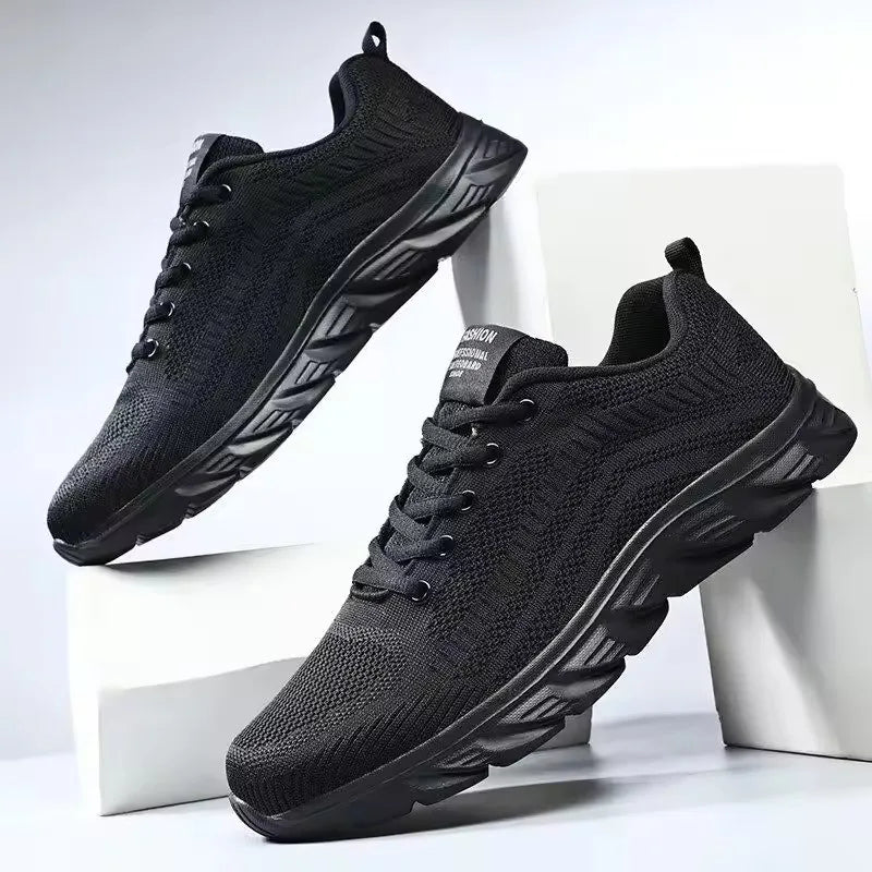 Mens Black Mesh Trainers