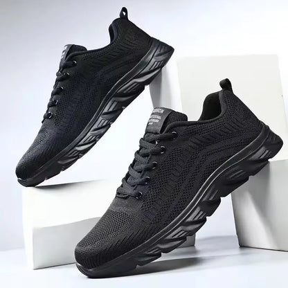 Mens Black Mesh Trainers