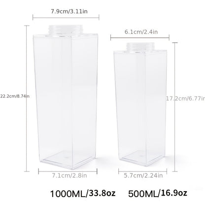 Two clear plastic bags with measurements and volume labels on a white background
