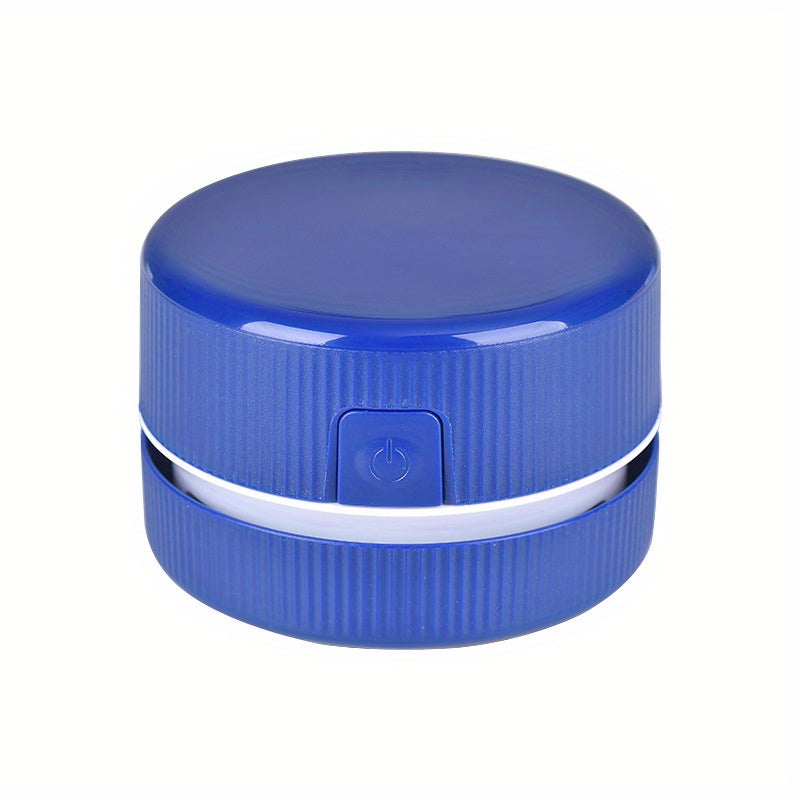 Blue cylindrical container with power symbol on a white background