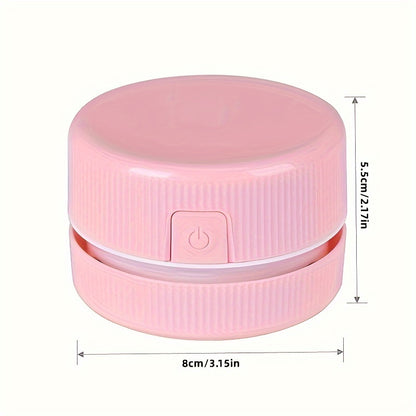 Pink round container with power symbol and dimensions on a white background
