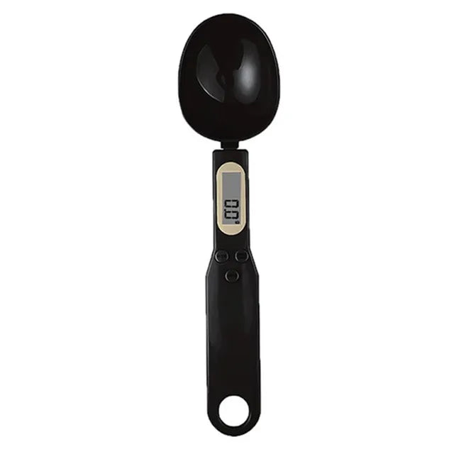 Black digital measuring spoon on a white background