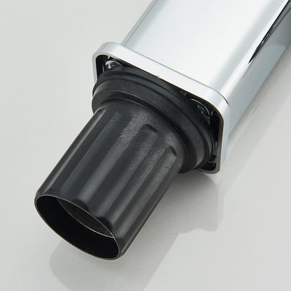 Close-up of a black exhaust pipe on a white background