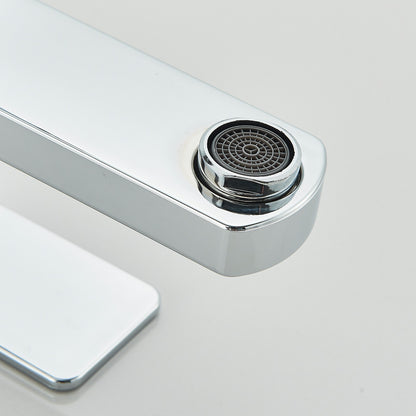 Chrome kitchen faucet on a light gray background