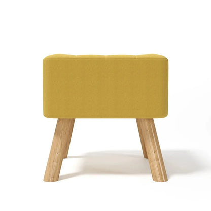 Yellow stool with wooden legs on a white background