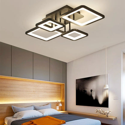 Modern ceiling light fixture in a bedroom setting