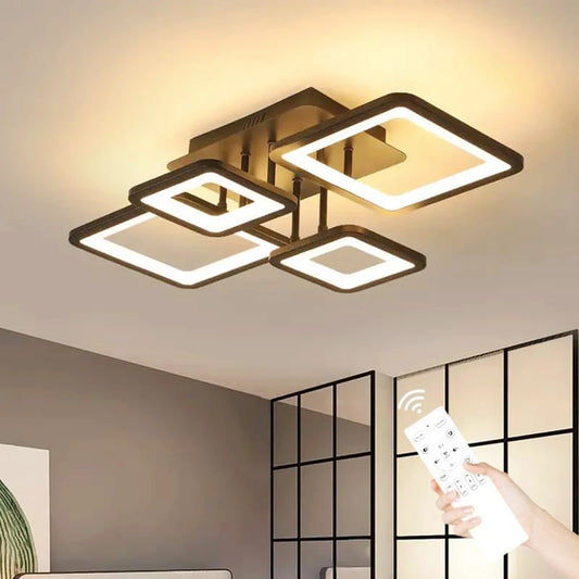 Modern ceiling light fixture with remote control in a room setting