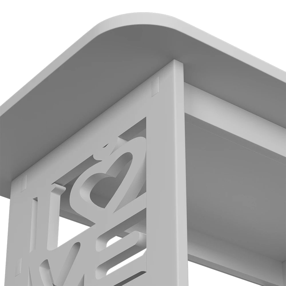 Close Up of White Wooden Side Table