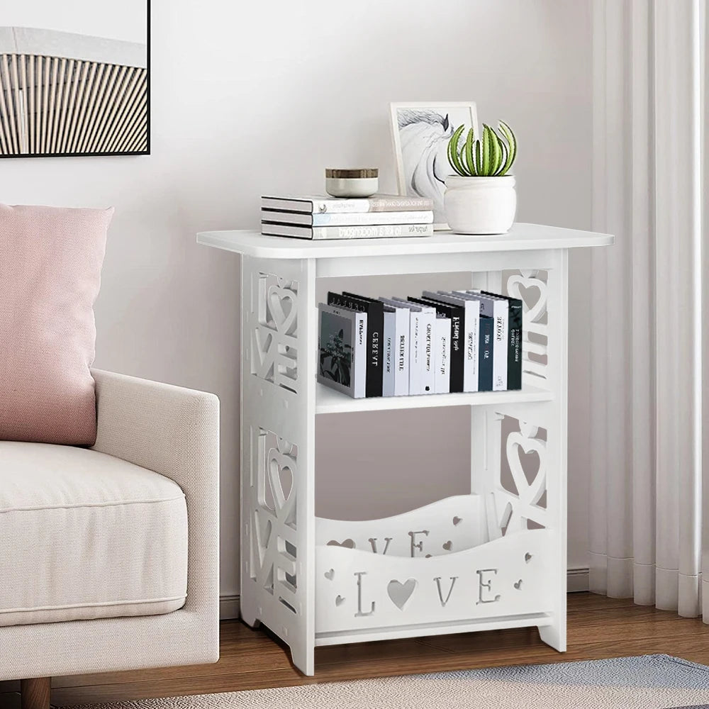 Modern Side Table White with Love Text