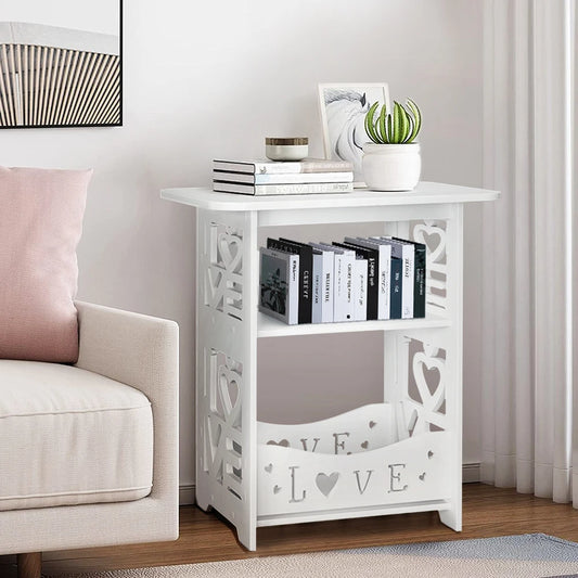 Modern Side Table White with Love Text