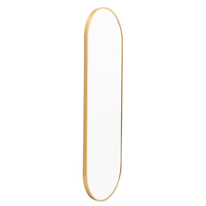 Gold oval mirror on a white background