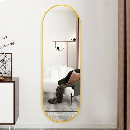 Modern Oval Full Length Gold Metal Frame Mirror