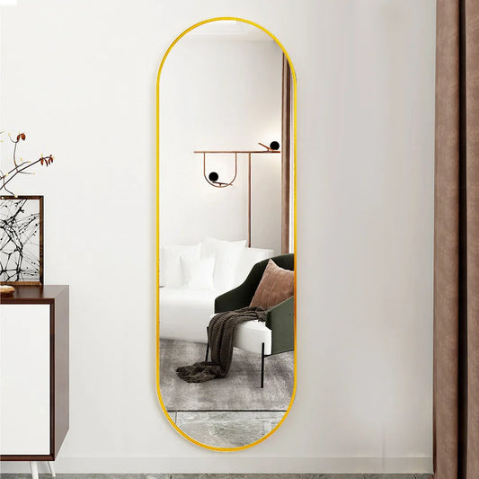 Modern Oval Full Length Gold Metal Frame Mirror