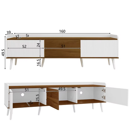Wooden cabinet with dimensions labeled on a white background
