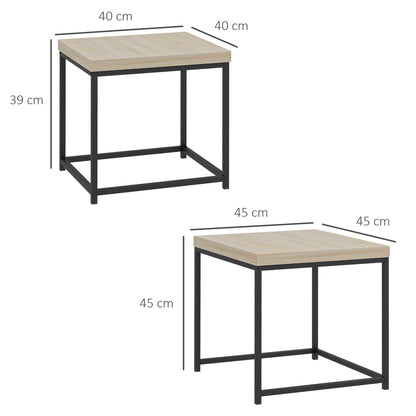 Two square tables with dimensions indicated on a white background