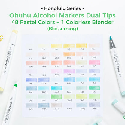 Ohuhu Alcohol Markers with color swatches on a white background