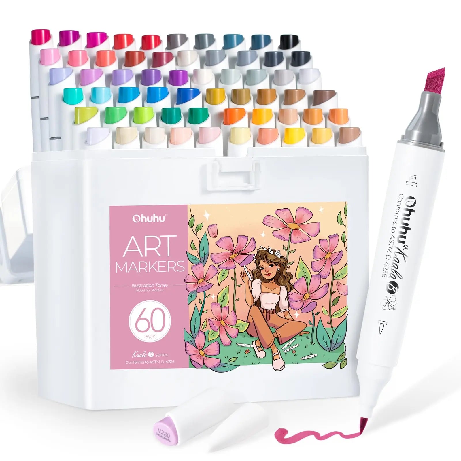 Set of Chuhu art markers with a colorful packaging featuring a girl and flowers.