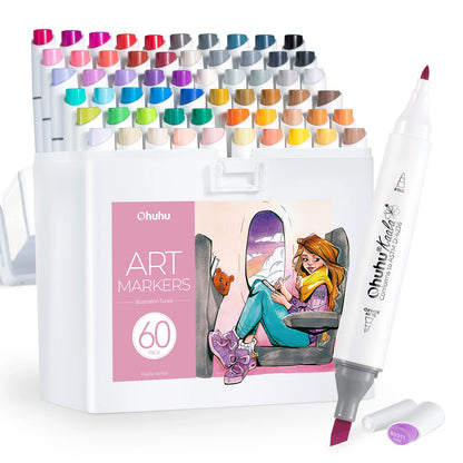 Set of Chuhu art markers with a colorful array of colors and a white marker displayed.