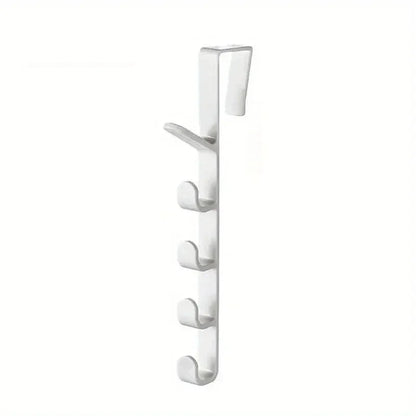 White over-the-door hook with multiple hooks on a white background
